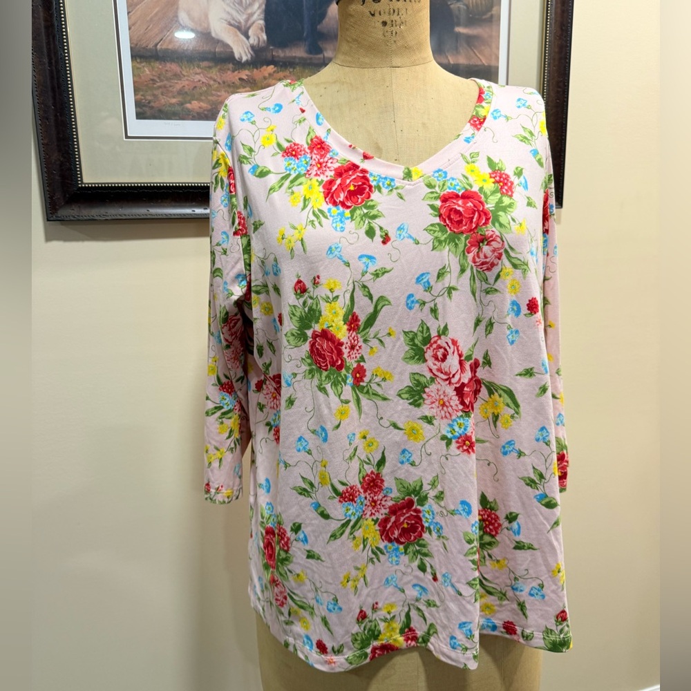 The Pioneer Woman Pink Floral 3/4 Space Top